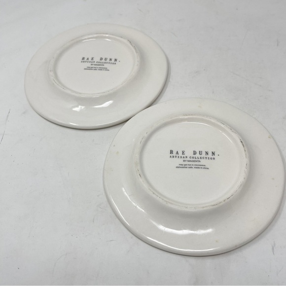 RAE DUNN Set Of 2 Two Round Cheese Plates Gouda & Goat 6” Round Ivory Shiny - Picture 4 of 5
